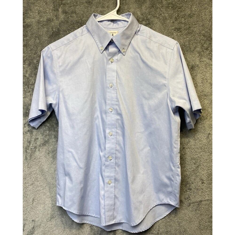 Land’s End Boys Short Sleeve Oxford Button Down Dress Shirt Size 12